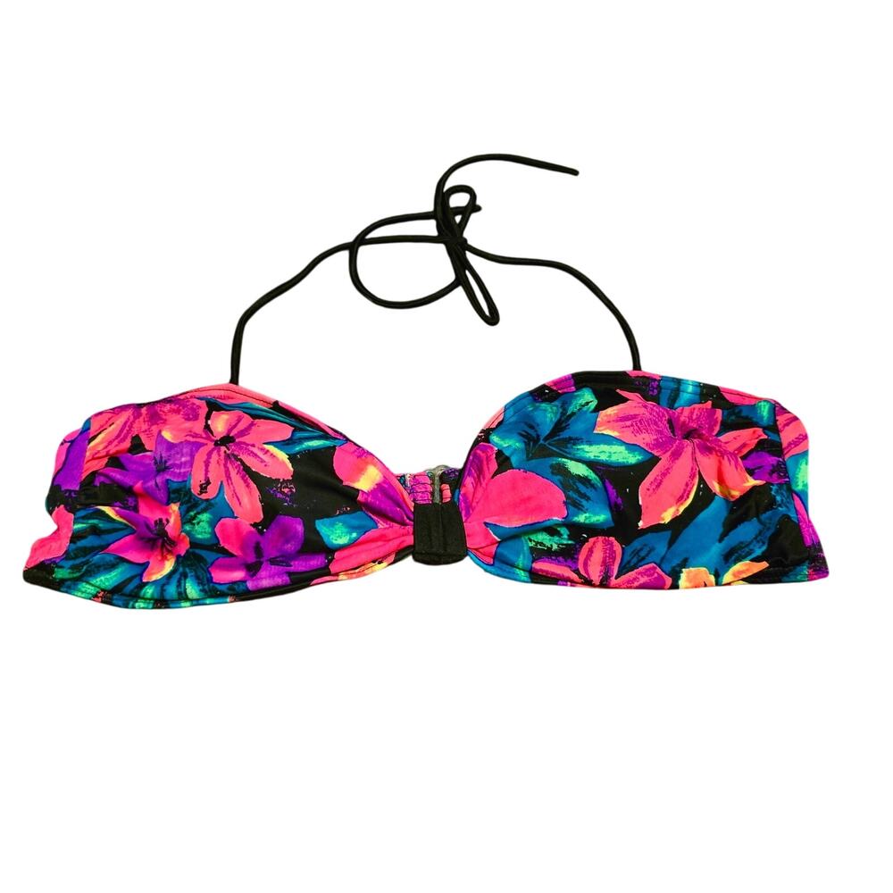 Vintage 90's Maillot Batten Tropical Floral Bikini Top